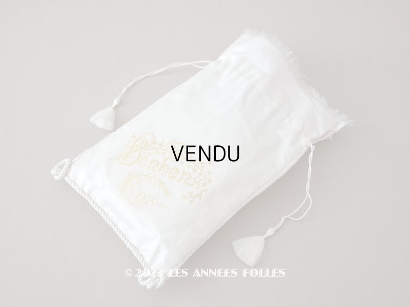 画像1: アンティーク お菓子袋  シルク製  BONBONS FINS