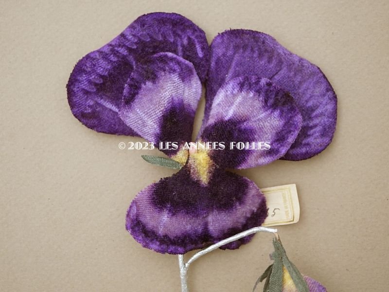 画像2: 1900年頃 未使用　アンティーク パンジーの布花 ラベル付 淡い紫＆深紫