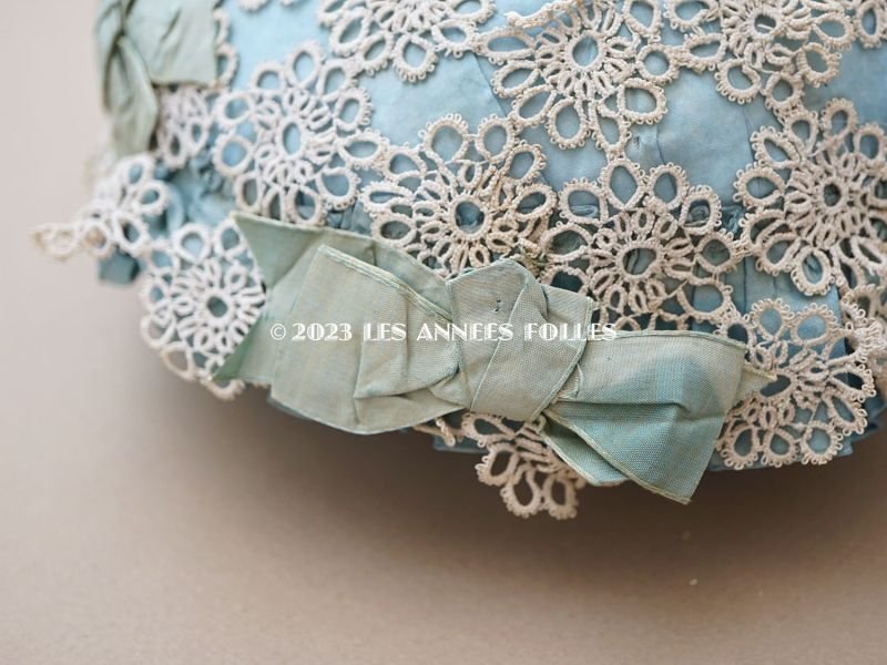 画像9: アンティーク 大きなピンクッション シルクリボン＆手編みのレース