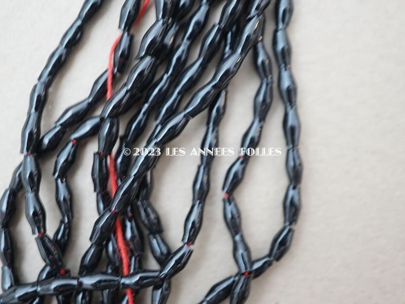 画像6: アンティーク スフレビーズ 黒 2×5mm&2.5×4.5mm 吹きガラス製ビーズ