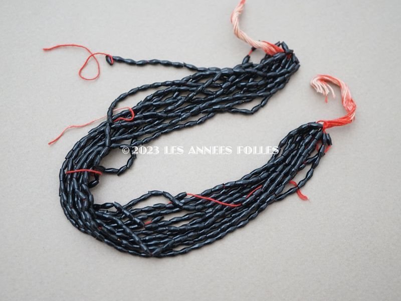 画像7: アンティーク スフレビーズ 黒 2×5mm&2.5×4.5mm 吹きガラス製ビーズ