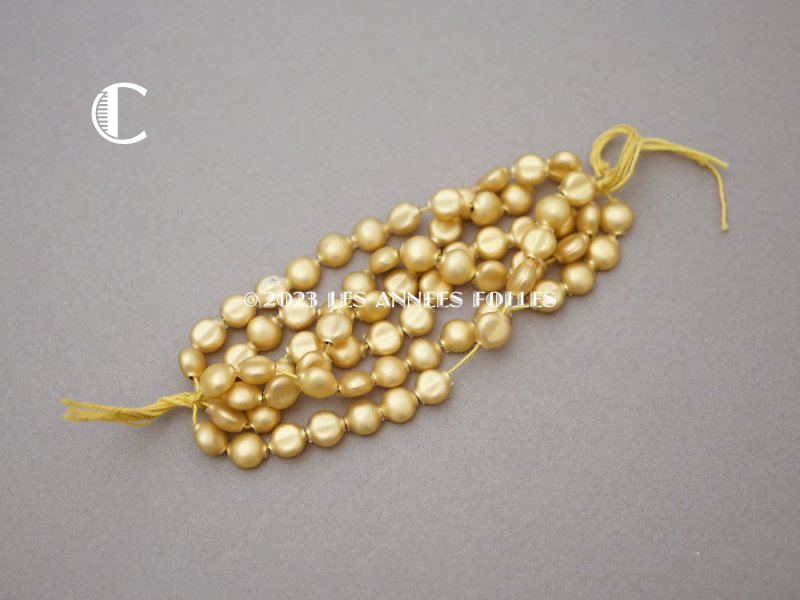 画像7: アンティーク スフレビーズ ゴールド　カボション型 吹きガラス製 ビーズ