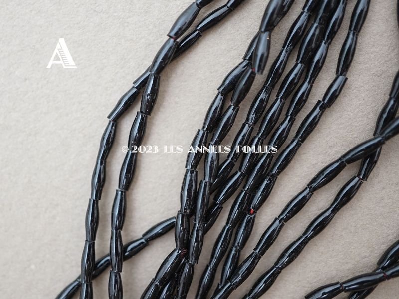 画像3: アンティーク スフレビーズ 黒 2×5mm&2.5×4.5mm 吹きガラス製ビーズ