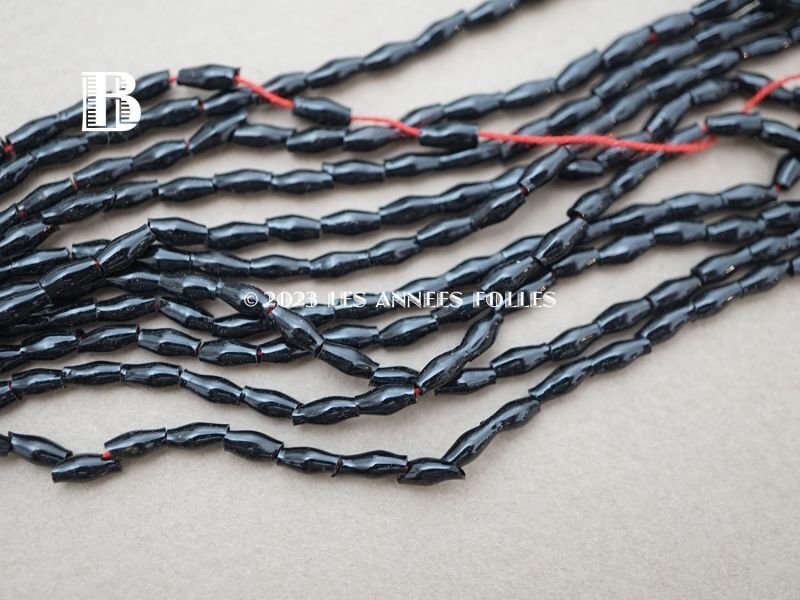 画像5: アンティーク スフレビーズ 黒 2×5mm&2.5×4.5mm 吹きガラス製ビーズ