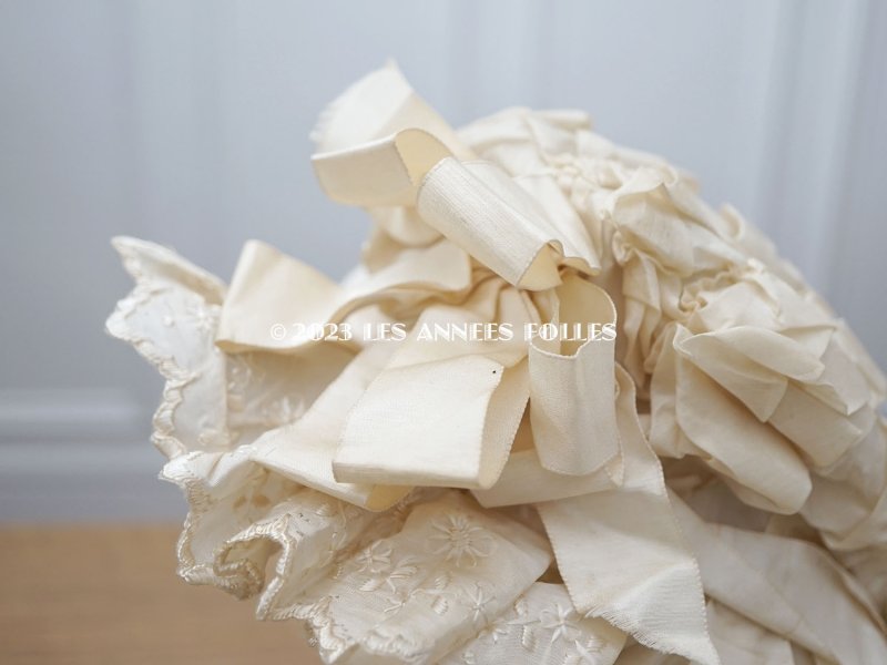 画像7: 1890年頃 アンティーク シルク製　ベビー用 レースの帽子 ギャザー＆フリル 