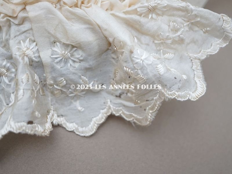 画像16: 1890年頃 アンティーク シルク製　ベビー用 レースの帽子 ギャザー＆フリル 