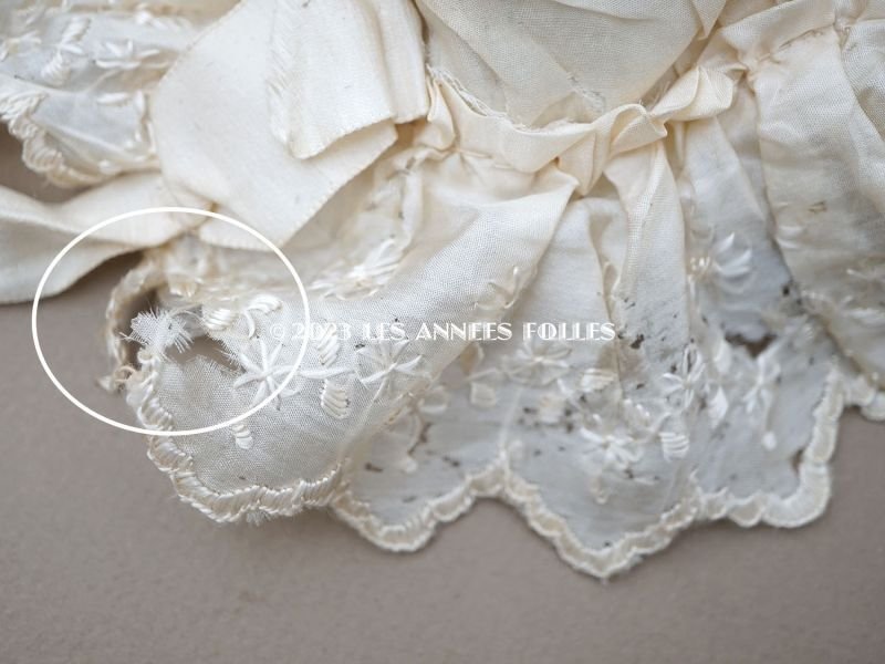画像15: 1890年頃 アンティーク シルク製　ベビー用 レースの帽子 ギャザー＆フリル 