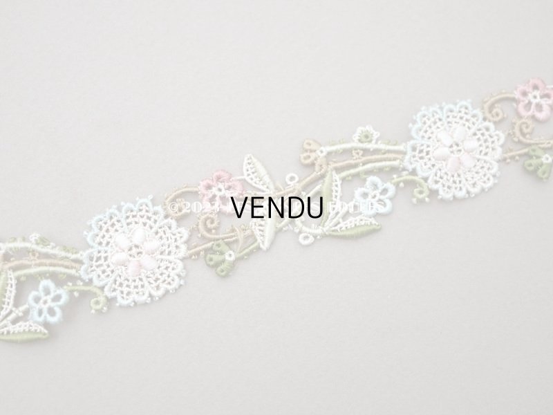 画像3: アンティーク シルク製 花模様のレース　42cm