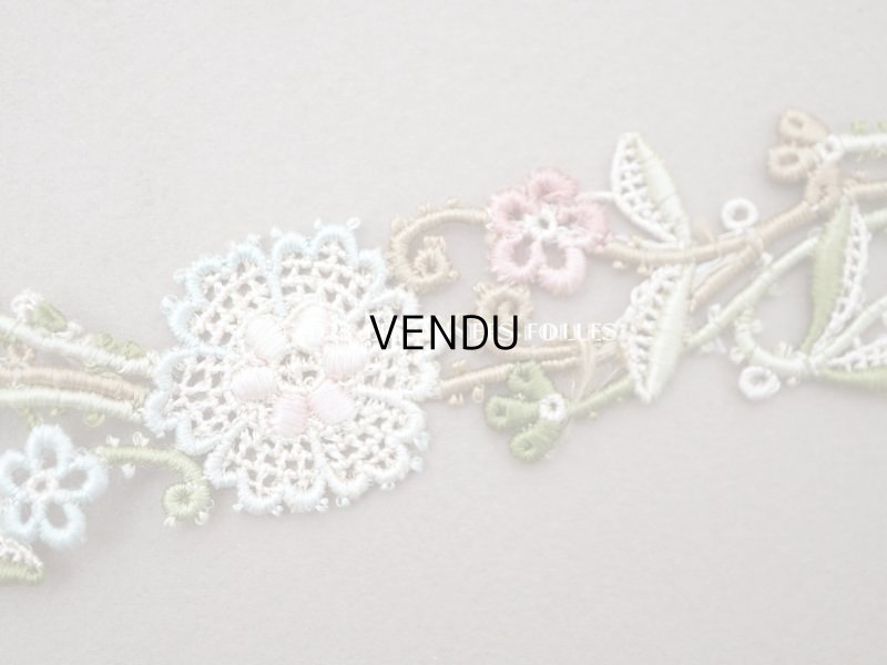 画像4: アンティーク シルク製 花模様のレース　42cm