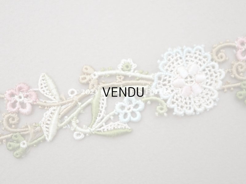 画像5: アンティーク シルク製 花模様のレース　42cm