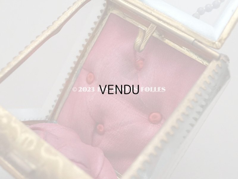 画像14: アンティーク 懐中時計 & ジュエリーボックス スモーキーレッドのシルク製クッション