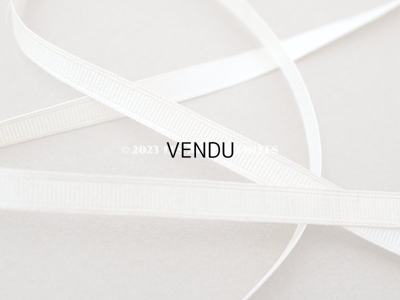 画像2: アンティーク シルク製 極細 5mm幅 グログランリボン エクリュ 5.75m ベビー用ボネ