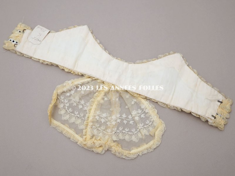 画像2: 19世紀末 アンティーク 付け襟 シルクオーガンジーのトリム & 手編みのレース