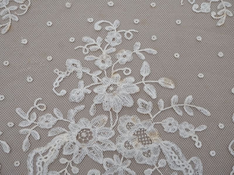 画像16: 19世紀末 アンティーク 幅広52cm 手編みのボビンレース 生成り 9m アプリカシオン・アングルテール