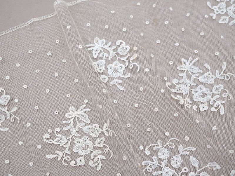 画像5: 19世紀末 アンティーク 幅広52cm 手編みのボビンレース 生成り 9m アプリカシオン・アングルテール