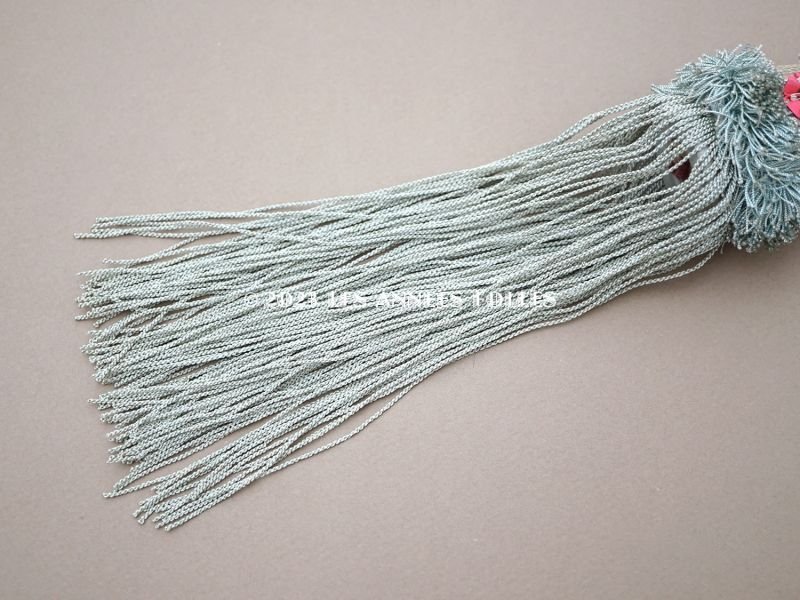 画像3: 19世紀 アンティーク シルク製 ブルーの大きなタッセル ポンポン パスマントリー 