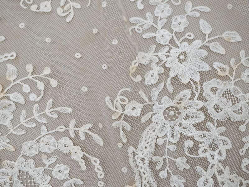 画像12: 19世紀末 アンティーク 幅広52cm 手編みのボビンレース 生成り 9m アプリカシオン・アングルテール