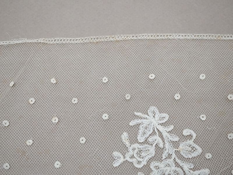 画像22: 19世紀末 アンティーク 幅広52cm 手編みのボビンレース 生成り 9m アプリカシオン・アングルテール