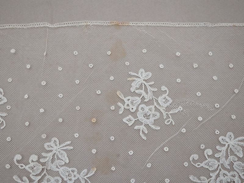 画像20: 19世紀末 アンティーク 幅広52cm 手編みのボビンレース 生成り 9m アプリカシオン・アングルテール