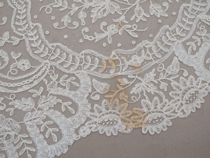 画像14: 19世紀末 アンティーク 幅広52cm 手編みのボビンレース 生成り 9m アプリカシオン・アングルテール