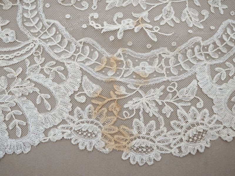 画像21: 19世紀末 アンティーク 幅広52cm 手編みのボビンレース 生成り 9m アプリカシオン・アングルテール