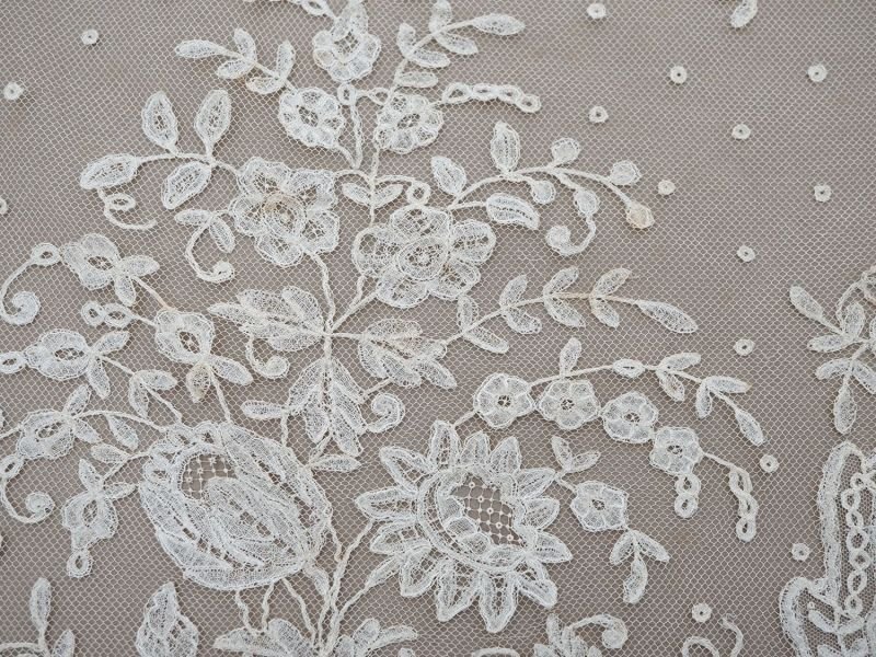 画像18: 19世紀末 アンティーク 幅広52cm 手編みのボビンレース 生成り 9m アプリカシオン・アングルテール