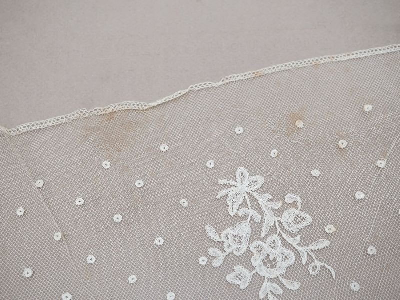 画像13: 19世紀末 アンティーク 幅広52cm 手編みのボビンレース 生成り 9m アプリカシオン・アングルテール