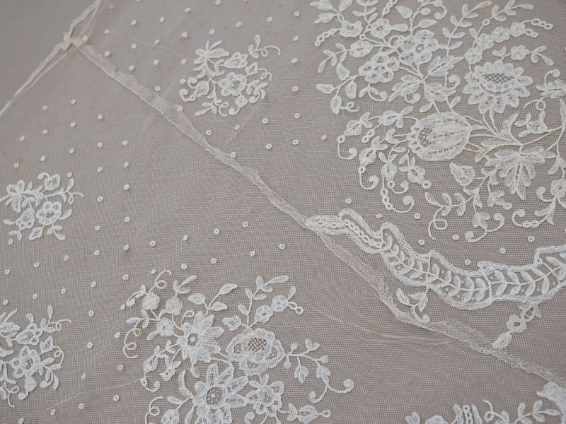 画像4: 19世紀末 アンティーク 幅広52cm 手編みのボビンレース 生成り 9m アプリカシオン・アングルテール