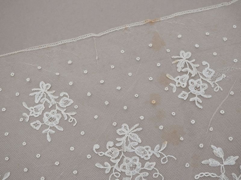 画像15: 19世紀末 アンティーク 幅広52cm 手編みのボビンレース 生成り 9m アプリカシオン・アングルテール