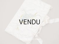 アンティーク シルク製 勿忘草のハンキーケース リボン付き ハンカチ用ポシェット JEANNE