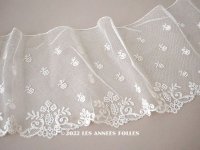 19世紀末 アンティーク  手編みのボビンレース 幅広18.8cm アプリカシオン・アングルテール 