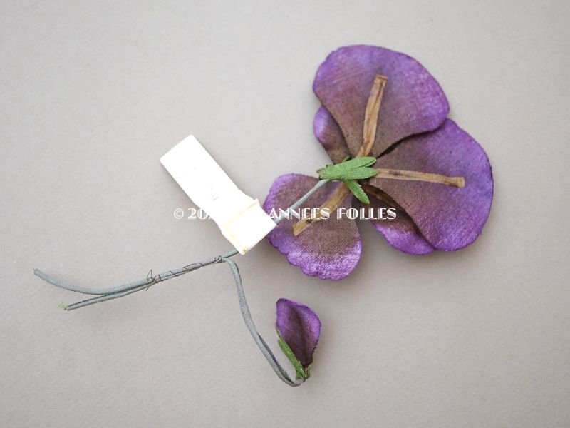 画像4: 1900年頃 未使用　アンティーク パンジーの布花 ラベル付 紫＆ボルドー