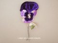 1900年頃 未使用　アンティーク パンジーの布花 ラベル付 紫&ホワイト