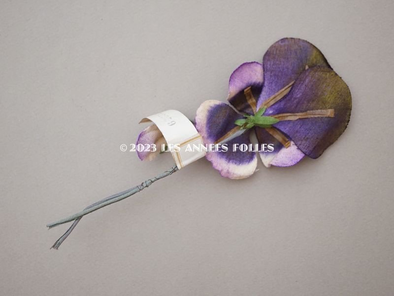 画像4: 1900年頃 未使用　アンティーク パンジーの布花 ラベル付 紫&ホワイト