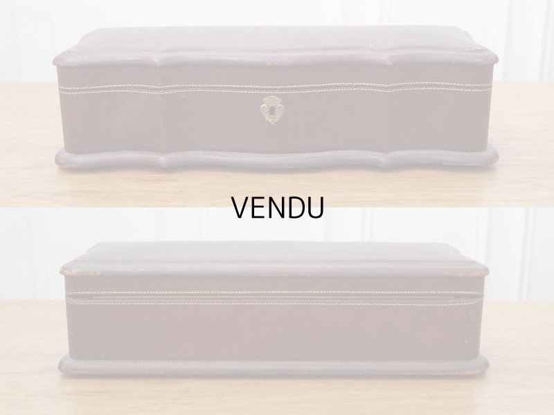 画像10: アンティーク 本革製 グローブボックス シルク製クッション付き イニシャル入り ジュエリーケース