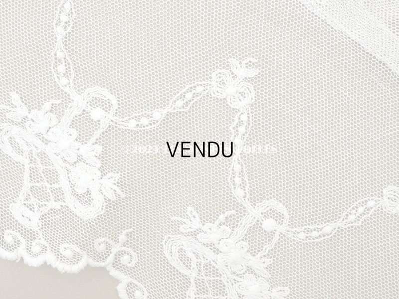 画像4: アンティーク 花かご＆リボンのガーランドの刺繍入り 幅広チュールレース 183cm