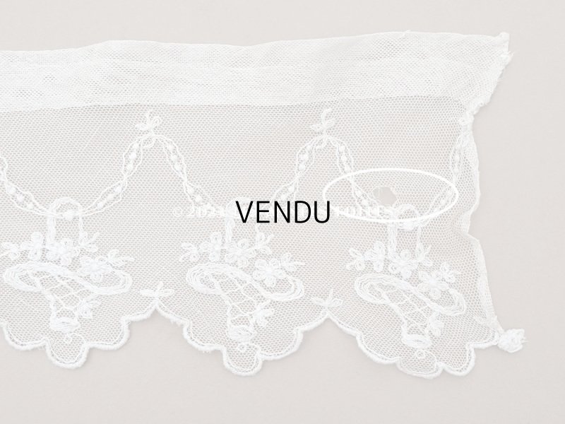 画像6: アンティーク 花かご&リボンのガーランドの刺繍入り 幅広チュールレース 168~200cm