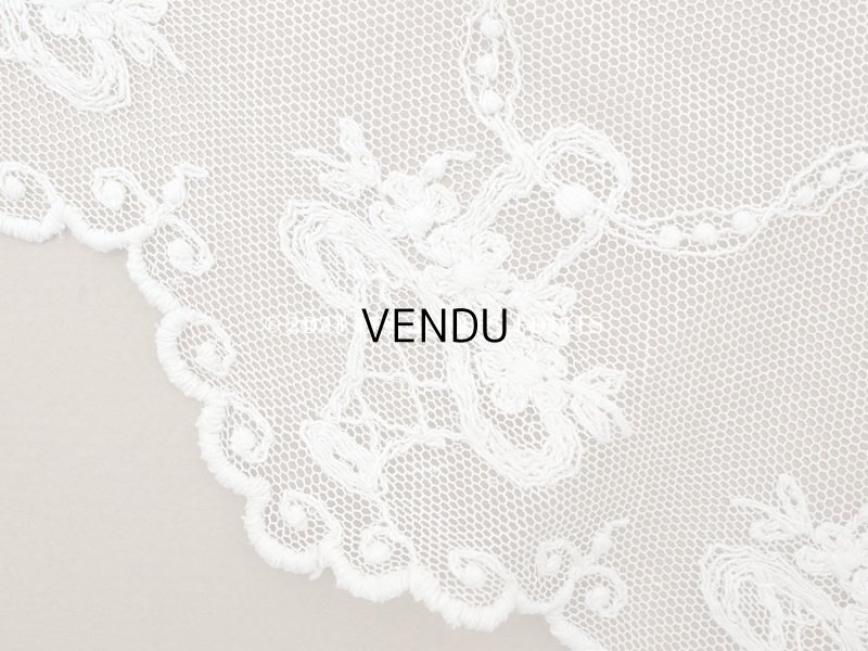 画像5: アンティーク 花かご＆リボンのガーランドの刺繍入り 幅広チュールレース 183cm