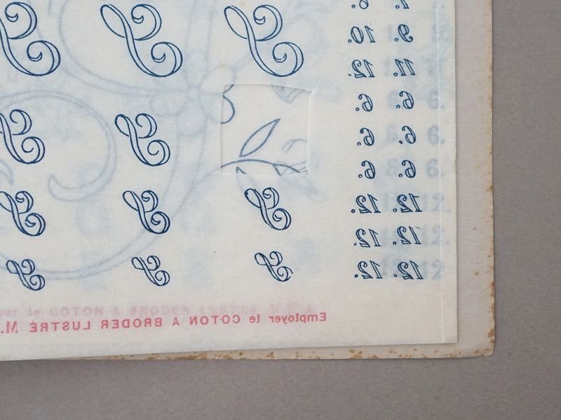 画像10: アンティーク  イニシャル刺繍図案 【 S 】 アイロンプリントシート付き MES INITIALES