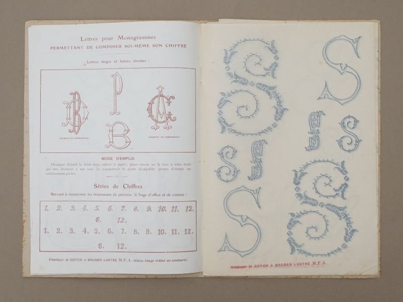 画像6: アンティーク  イニシャル刺繍図案 【 S 】 アイロンプリントシート付き MES INITIALES