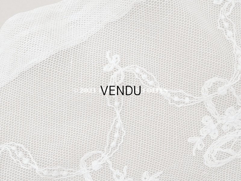 画像3: アンティーク 花かご&リボンのガーランドの刺繍入り 幅広チュールレース 168~200cm