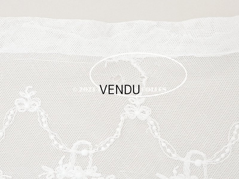 画像7: アンティーク 花かご＆リボンのガーランドの刺繍入り 幅広チュールレース 183cm