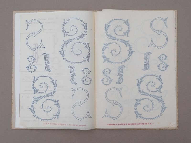 画像7: アンティーク  イニシャル刺繍図案 【 S 】 アイロンプリントシート付き MES INITIALES