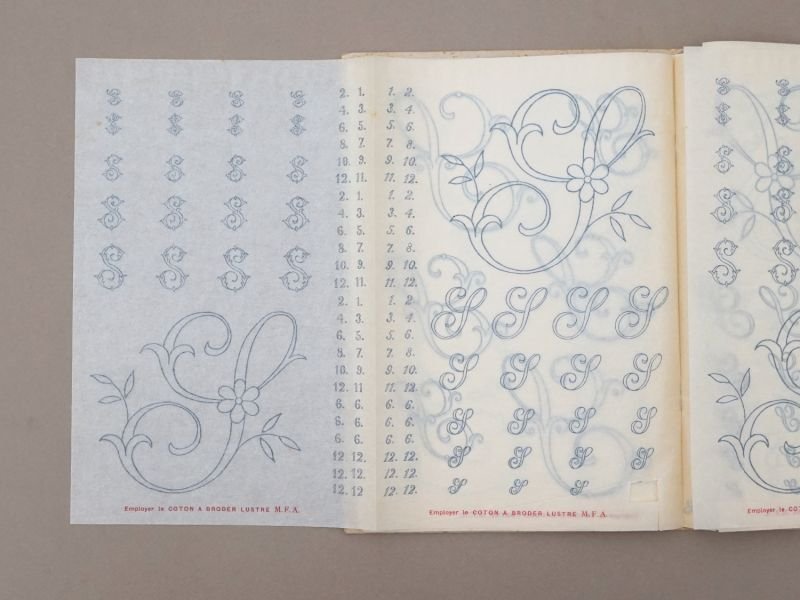 画像9: アンティーク  イニシャル刺繍図案 【 S 】 アイロンプリントシート付き MES INITIALES