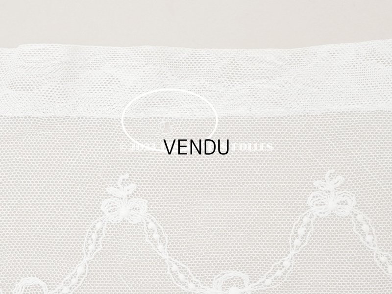 画像6: アンティーク 花かご＆リボンのガーランドの刺繍入り 幅広チュールレース 183cm