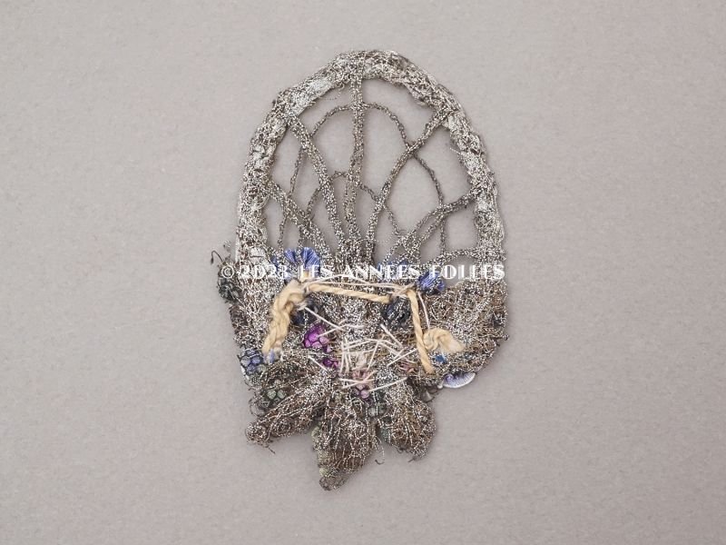 画像10: 未使用 1920年頃 アンティーク 薔薇のロココモチーフ付き メタルレースのモチーフ シルバー