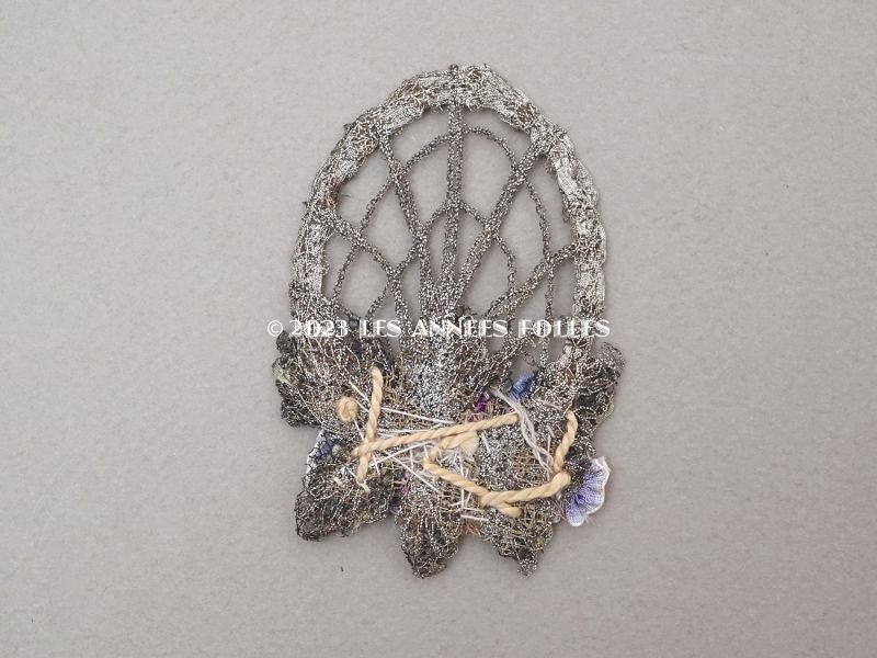 画像6: 未使用 1920年頃 アンティーク 薔薇のロココモチーフ付き メタルレースのモチーフ シルバー