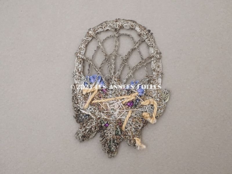 画像8: 未使用 1920年頃 アンティーク 薔薇のロココモチーフ付き メタルレースのモチーフ シルバー