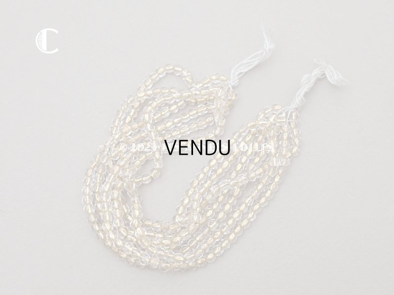 画像8: アンティーク ガラスビーズ カット入り クリア&ゴールド 約4×3.6mm