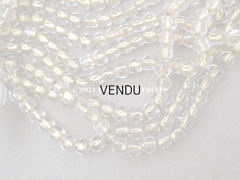 画像5: アンティーク ガラスビーズ カット入り クリア&ゴールド 約4×3.6mm